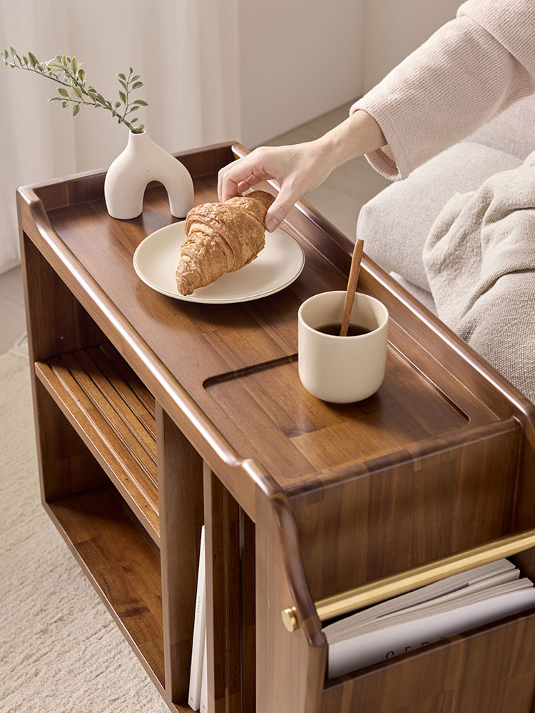 [무료배송] 오크빌 베르 원목 트롤리 이동식 카트 우드 웨건 선반 트레이