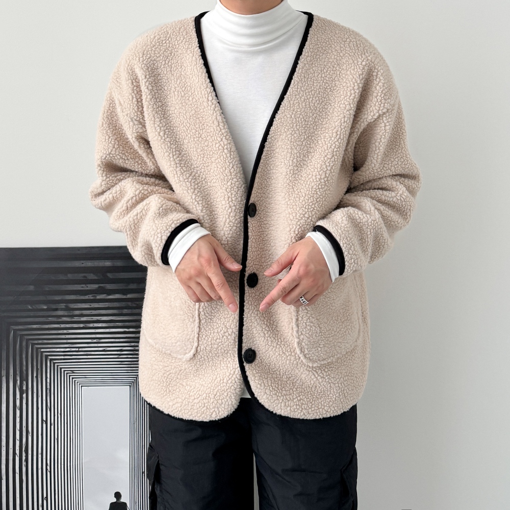 남자브이넥가디건 남자두꺼운가디건 - 상세 이미지 2
