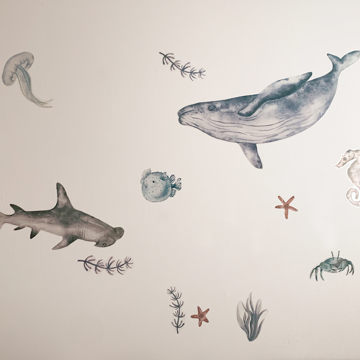 아카시아봉봉 국내제작 아기방꾸미기 데코 인테리어 바다 벽지스티커 바닷속 해양 욕실 스티커