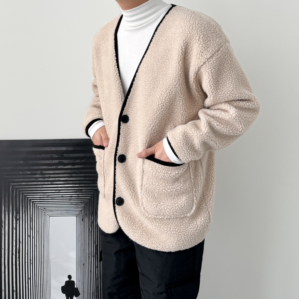 남자브이넥가디건 남자두꺼운가디건 - 상세 이미지 3