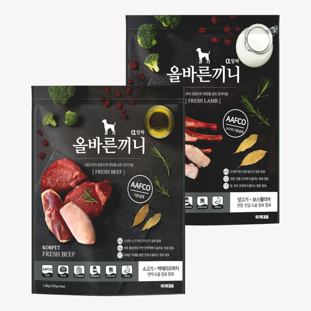 올바른끼니알파 강아지사료 2.4kg 소프트밥 소고기 박테리오파지+양고기 보스웰리아 - 상품 이미지