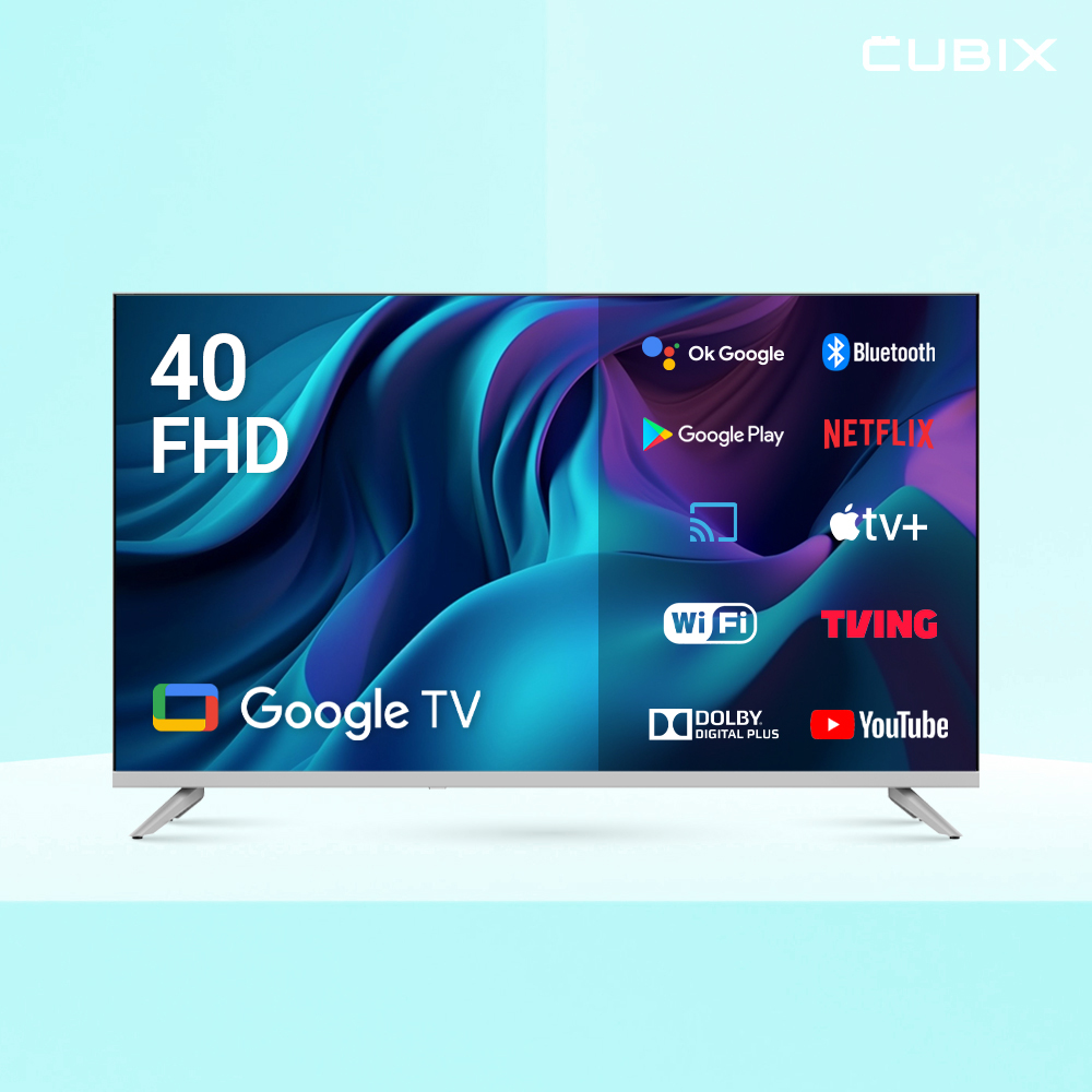 큐빅스 101cm(40인치) FHD LED TV 화이트 구글 스마트티비 에너지1등급 고화질 이미지 2