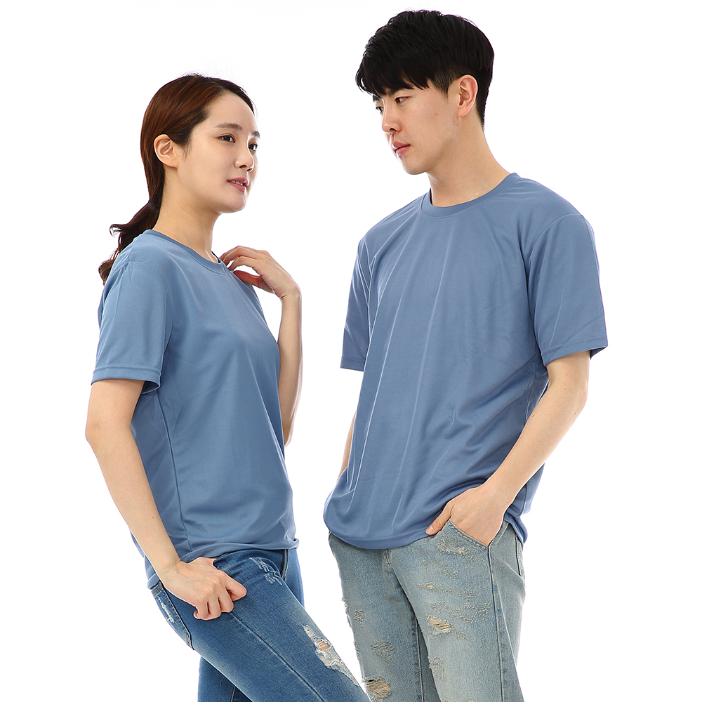 (16color)쿨론기능성블루라운드 반팔티셔츠 식당 업소가게티 주방위생복 홀서빙복 - 상세 이미지 2