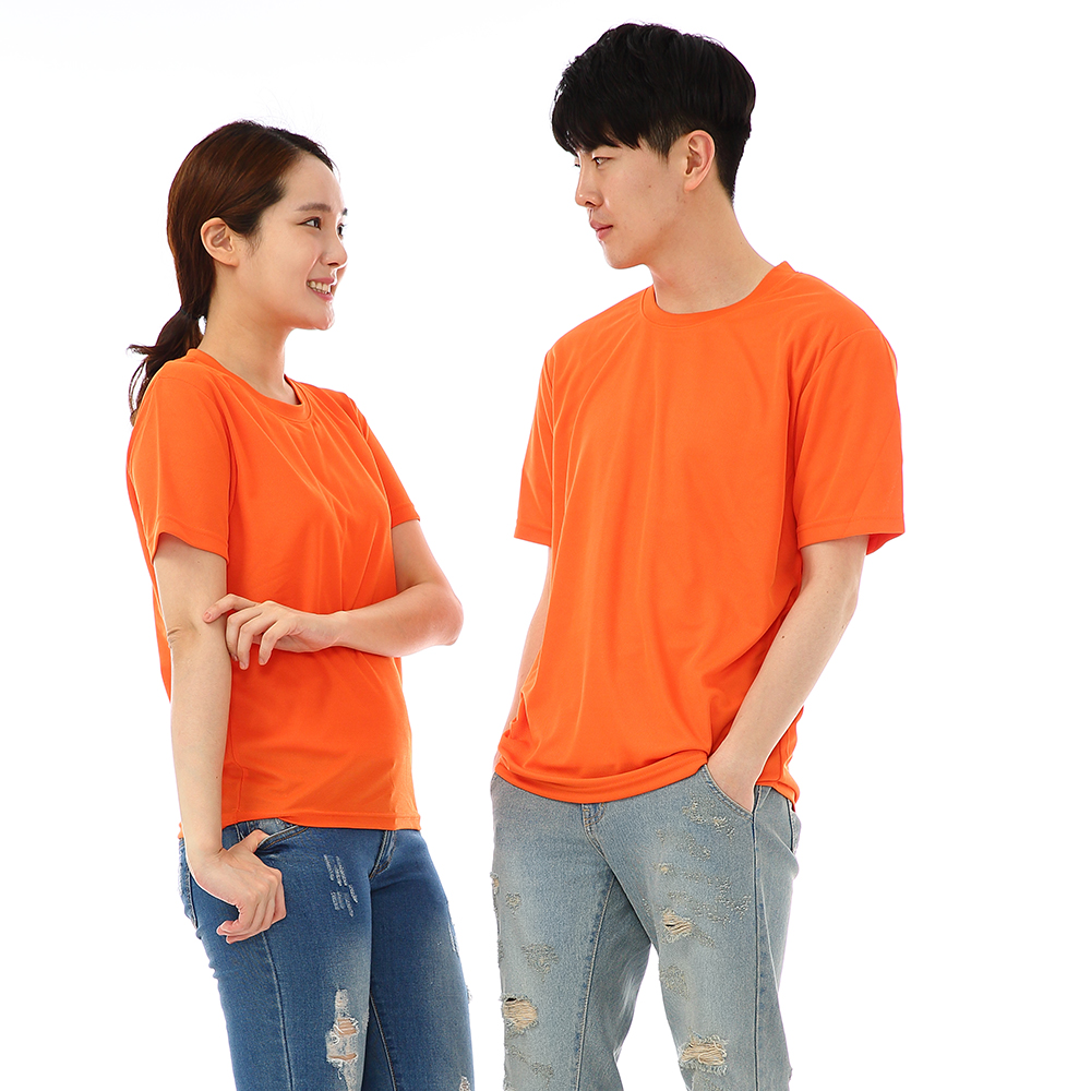 (16color)쿨론기능성오렌지라운드 반팔티셔츠 식당 업소가게티 주방위생복 홀서빙복 - 상품 이미지