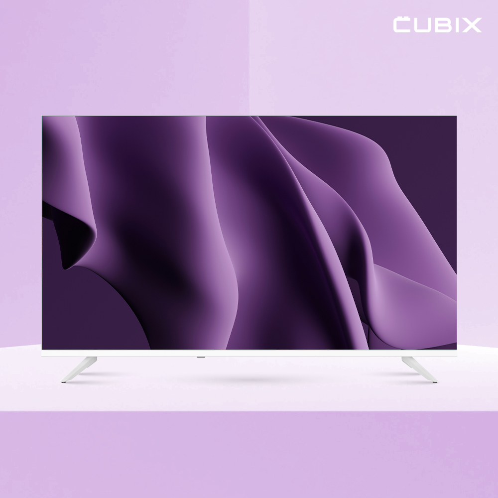 큐빅스 109cm 43인치 4K UHD LED TV 화이트 구글 스마트 티비 에너지1등급 고화질
