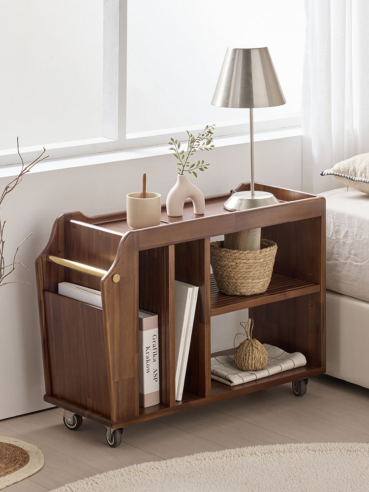 [무료배송] 오크빌 베르 원목 트롤리 이동식 카트 우드 웨건 선반 트레이