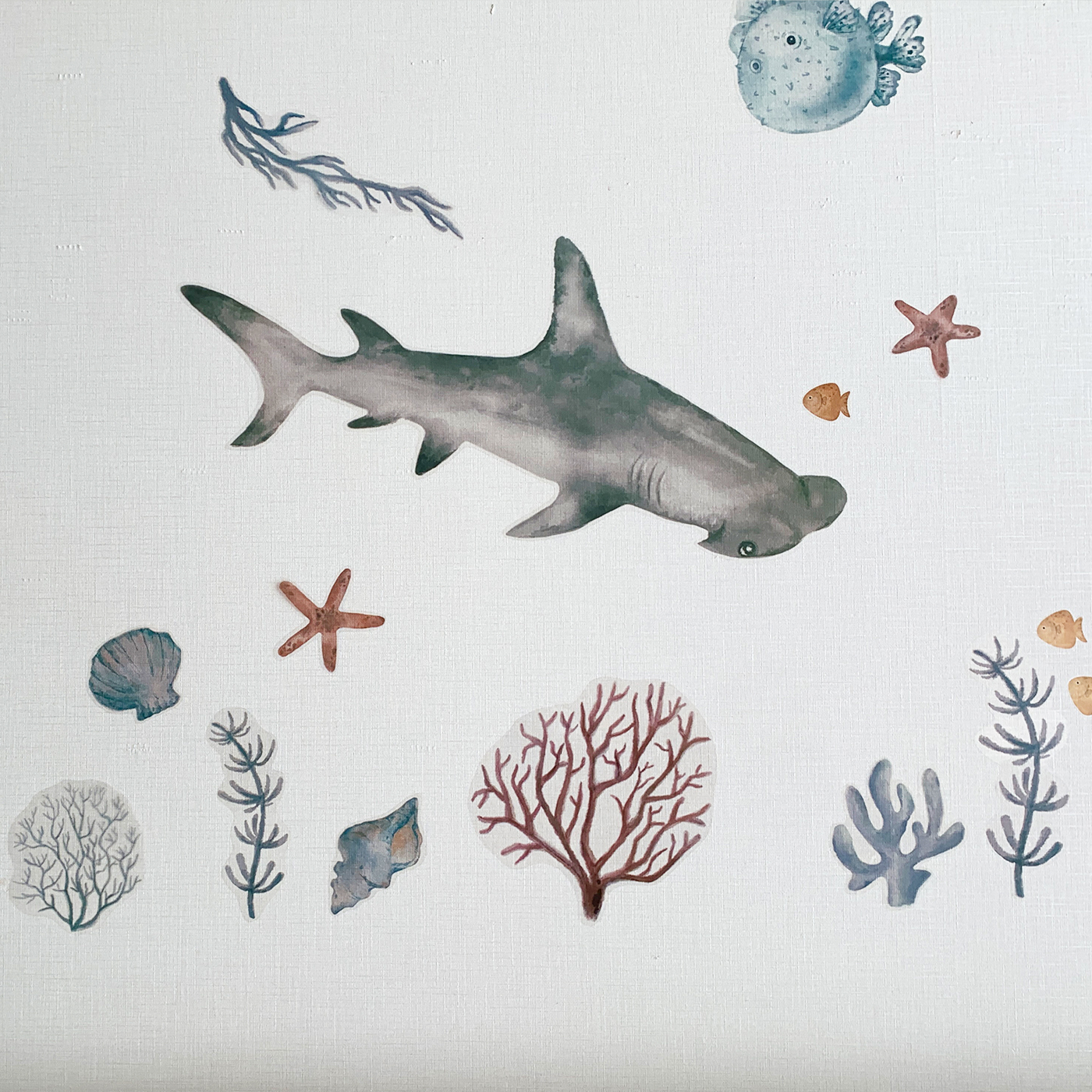 아카시아봉봉 국내제작 아기방꾸미기 데코 인테리어 바다 벽지스티커 바닷속 해양 욕실 스티커