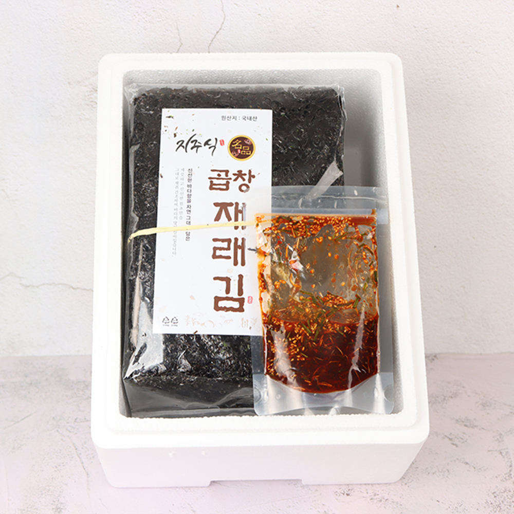 국내산 프리미엄 곱창김 100장 햇김 곱창돌김 : 선김치