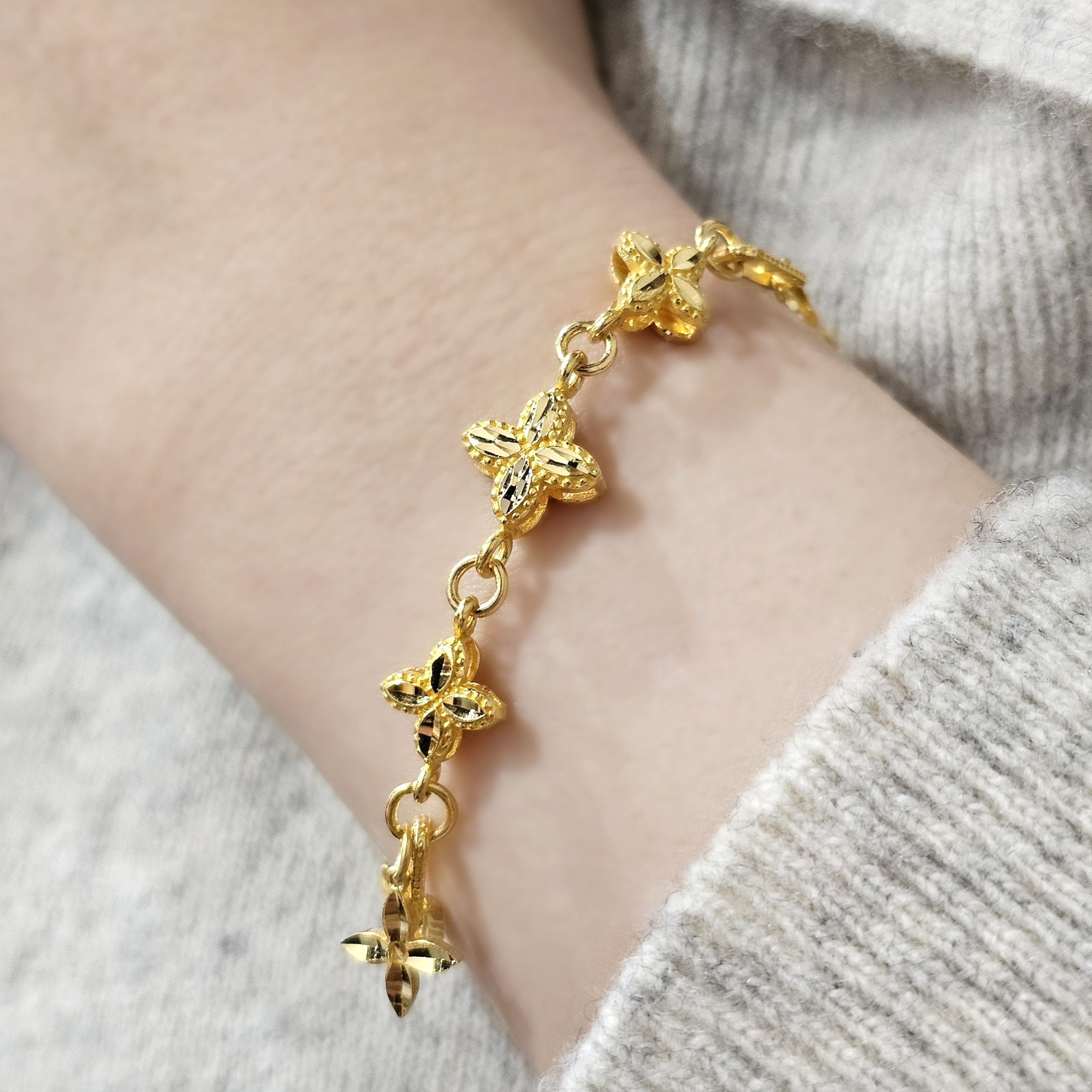 24k 클립체인 네잎클로버 여자 순금팔찌 - 상세 이미지 5