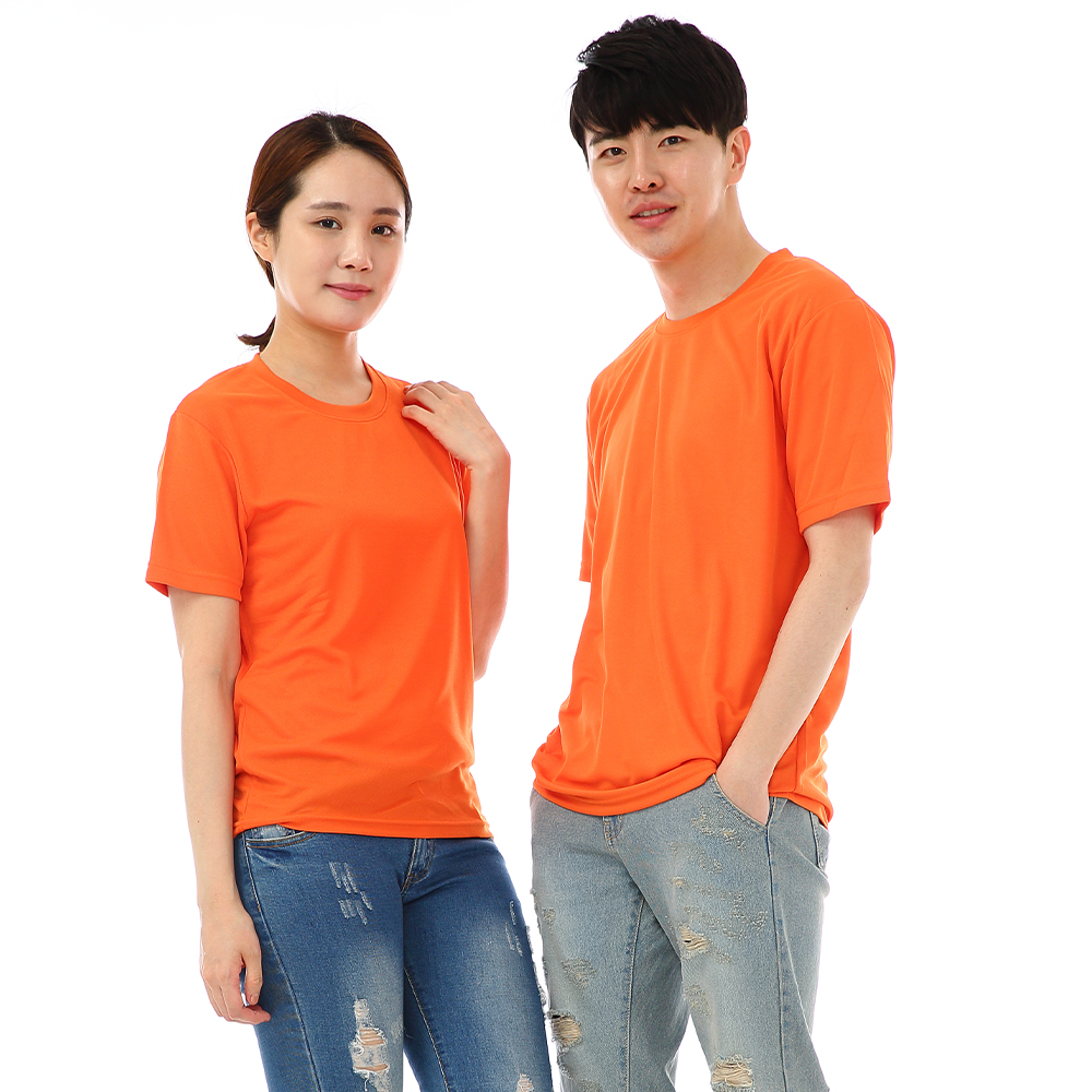 (16color)쿨론기능성오렌지라운드 반팔티셔츠 식당 업소가게티 주방위생복 홀서빙복 - 상세 이미지 3