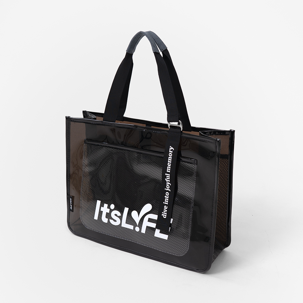 이츠라이프 썸머오프 수영가방 비치백 방수 목욕 수영장 수영복 투명 메쉬 물놀이 망사 샤워