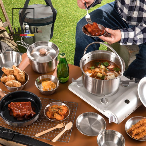 바이마르 스텐 코펠 세트 냄비 식기 그릇 후라이팬 12종(+전용가방)