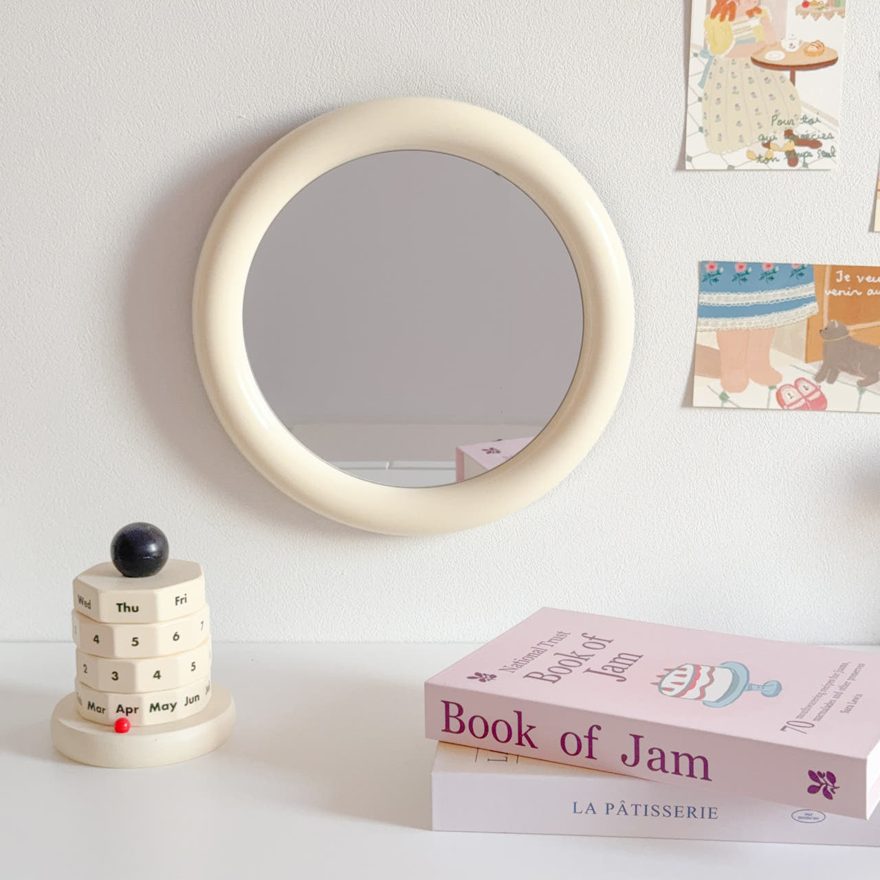 로즈소녀하우스 인테리어 원형 벽거울 화장대 홈카페 탁상 거울