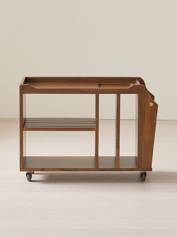 [무료배송] 오크빌 베르 원목 트롤리 이동식 카트 우드 웨건 선반 트레이