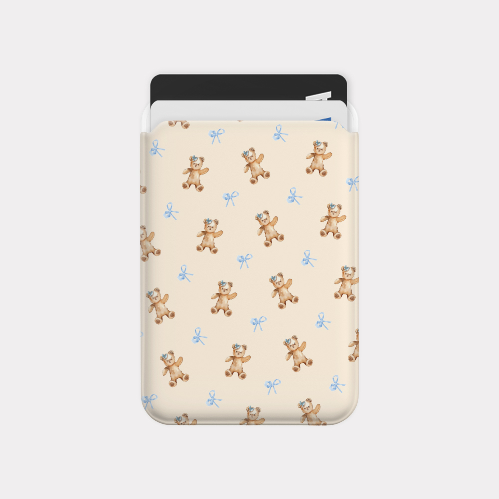 fluffy bear pattern 맥세이프 카드 슬롯 지갑 포켓 케이스 - 상품 이미지