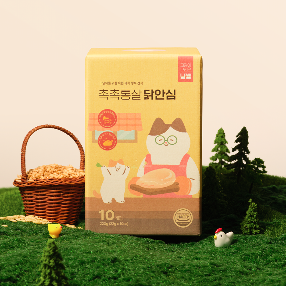 냥쌤 촉촉통살 고양이 간식 닭고기 안심 아기 저염간식 특식 닭안심, 22g, 40개