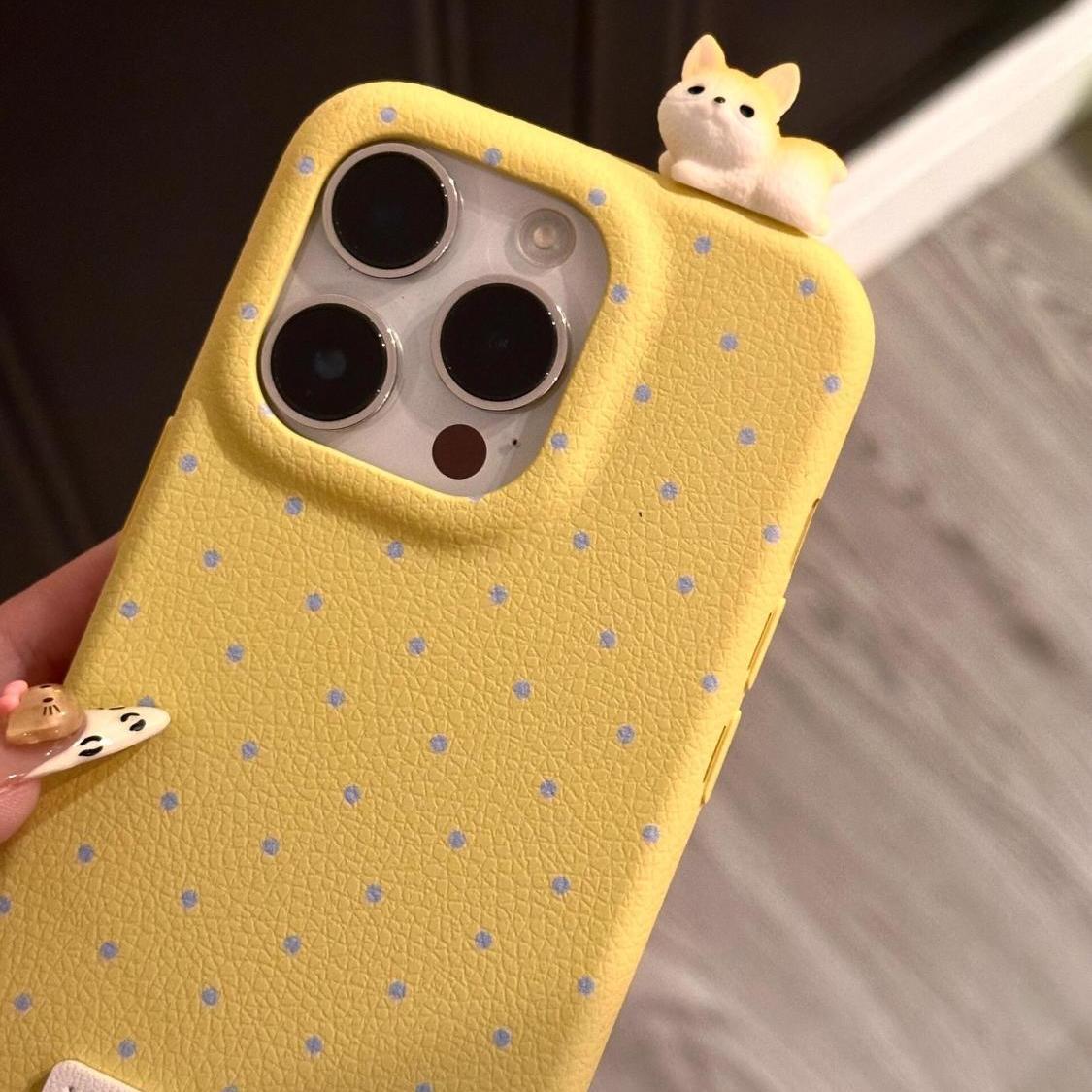 [6색] 오밀조밀 강아지 디테일 땡땡이패턴 아이폰14ProMax 케이스 iPhone15Pro 신상 13 여성용 12 소프트 젤리 11 아이폰16 애플폰케이스 - 상세 이미지 5