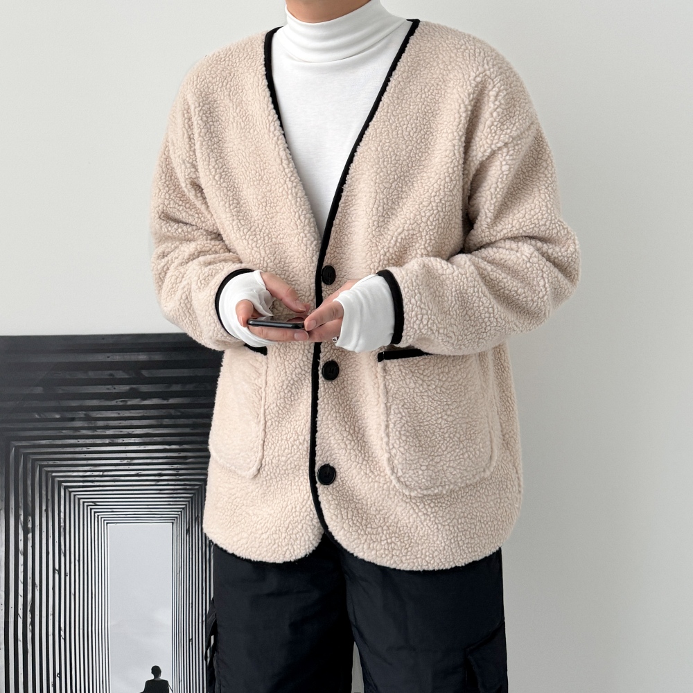 남자브이넥가디건 남자두꺼운가디건 - 상품 이미지