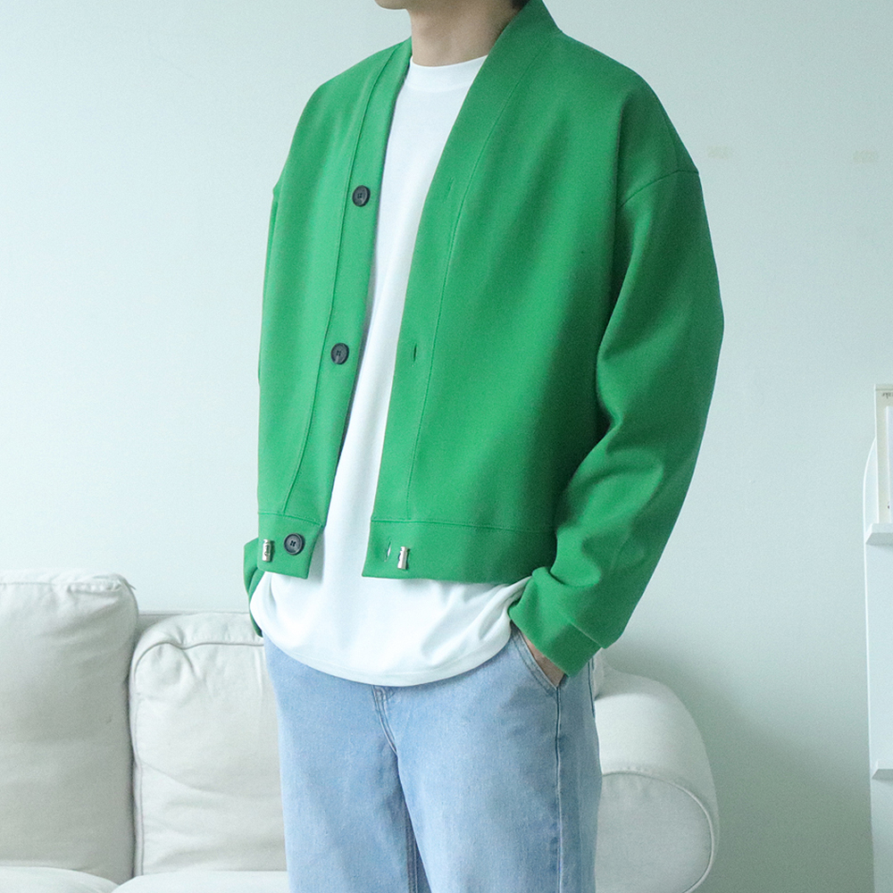 남자 가디건 오버핏 커플 크롭 가디건 - 상세 이미지 2