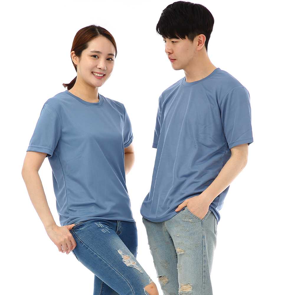 (16color)쿨론기능성블루라운드 반팔티셔츠 식당 업소가게티 주방위생복 홀서빙복 - 상세 이미지 4