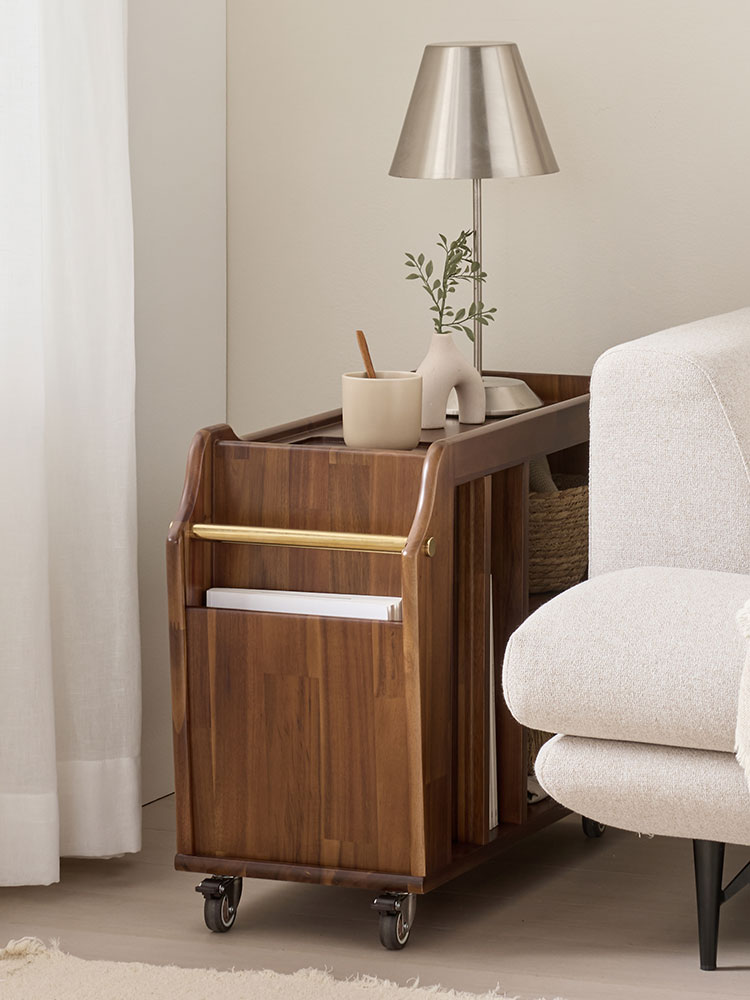 [무료배송] 오크빌 베르 원목 트롤리 이동식 카트 우드 웨건 선반 트레이