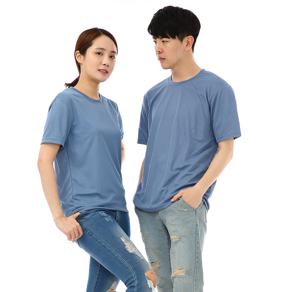 (16color)쿨론기능성블루라운드 반팔티셔츠 식당 업소가게티 주방위생복 홀서빙복 - 상세 이미지 3