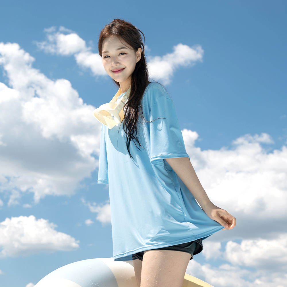 이츠라이프 오버핏 래쉬가드 긴팔 반팔 집업 빅사이즈 엄마 루즈핏 상의 남자 여자