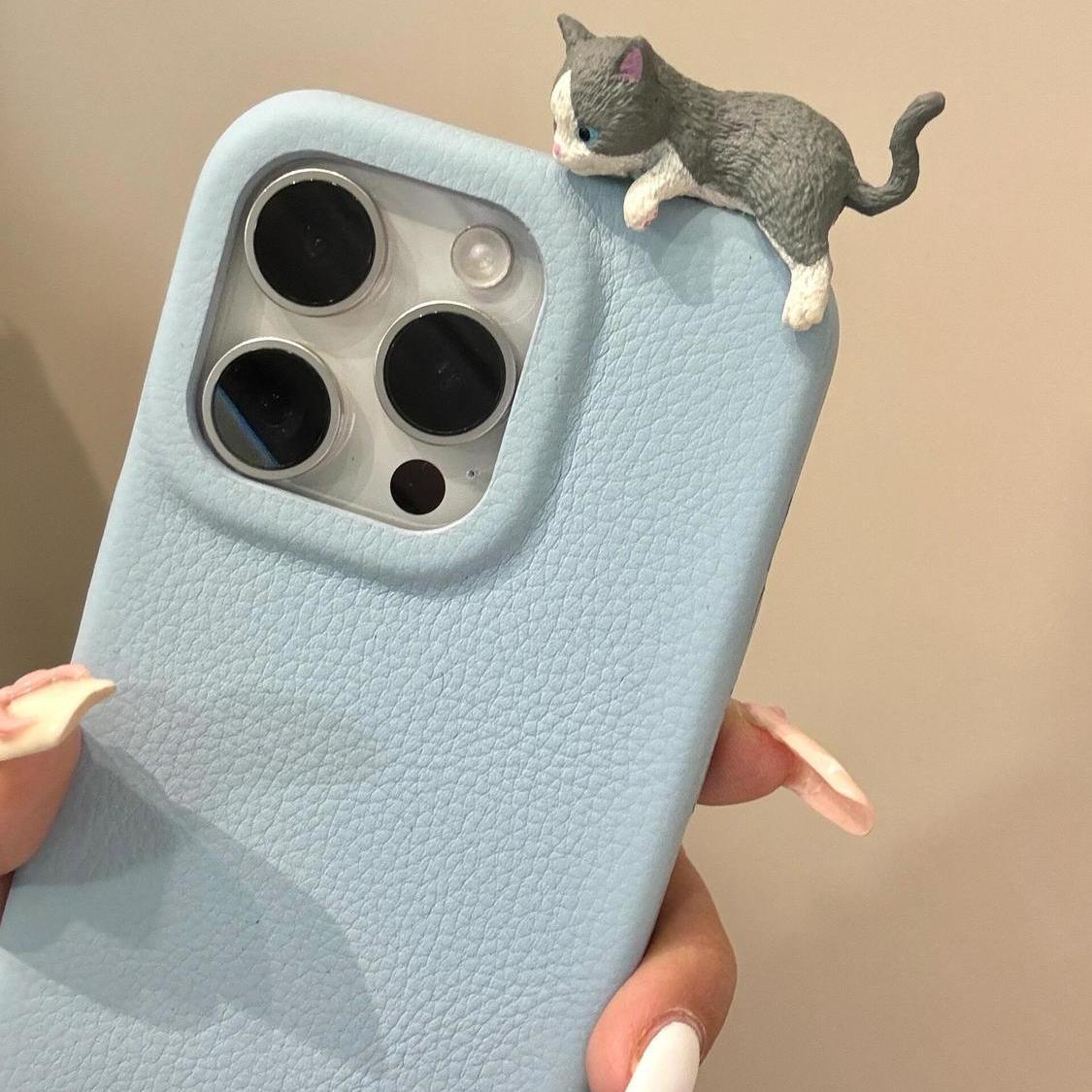 [8Style] 오밀조밀 아기 고양이 디테일 파스텔톤 아이폰14ProMax 케이스 iPhone15Pro 신상 13 여성용 12 소프트 젤리 11 아이폰16 애플폰케이스 - 상세 이미지 4