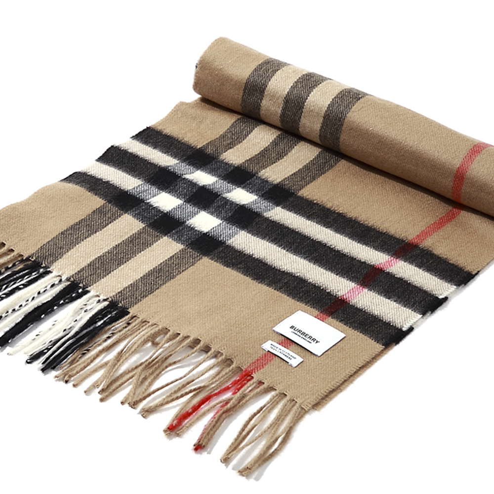 버버리 체크 머플러 베이지 클래식 빈티지 라이트 미니 울 실크 캐시미어