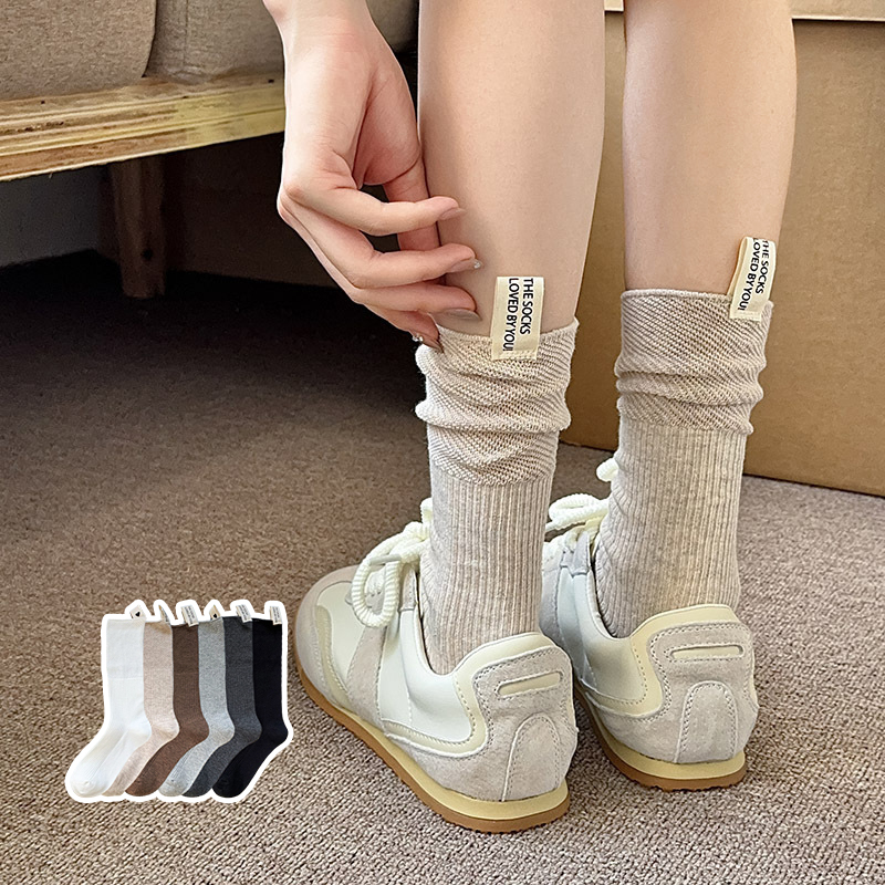 키키 라벨 장목 레터링 하트 유니크 긴목 패션 양말 루즈삭스