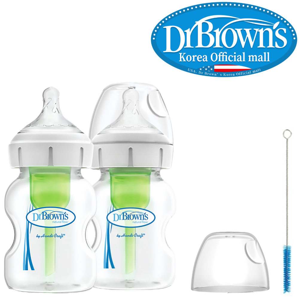 Dr Browns / PP 젖병 와이드넥 150ml 2개, 1단계 젖꼭지 - 상품 이미지
