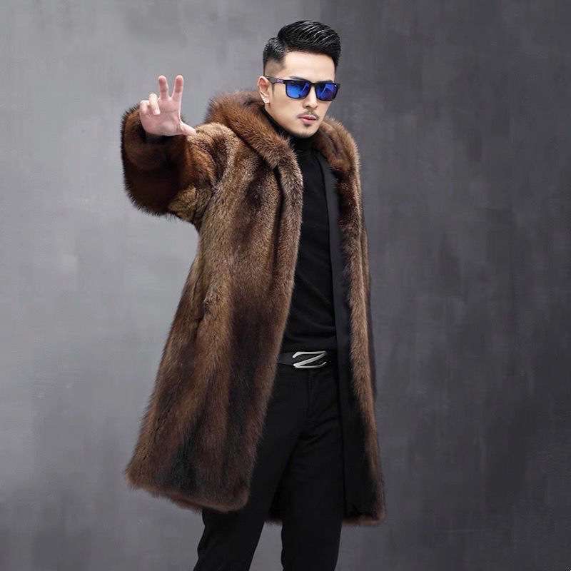 남자 후드 밍크코트 모피 퍼 인조 자켓 페이크퍼 무스탕 - 상세 이미지 4