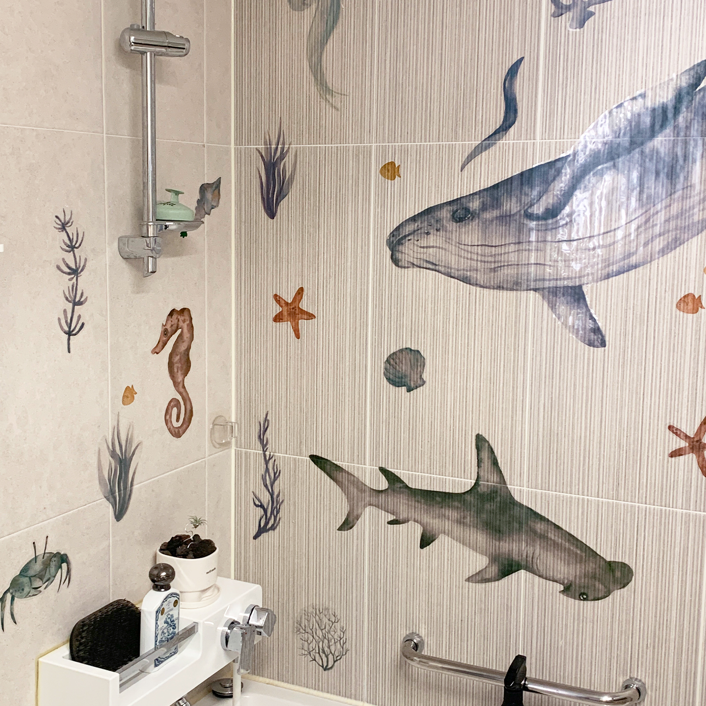 아카시아봉봉 국내제작 아기방꾸미기 데코 인테리어 바다 벽지스티커 바닷속 해양 욕실 스티커