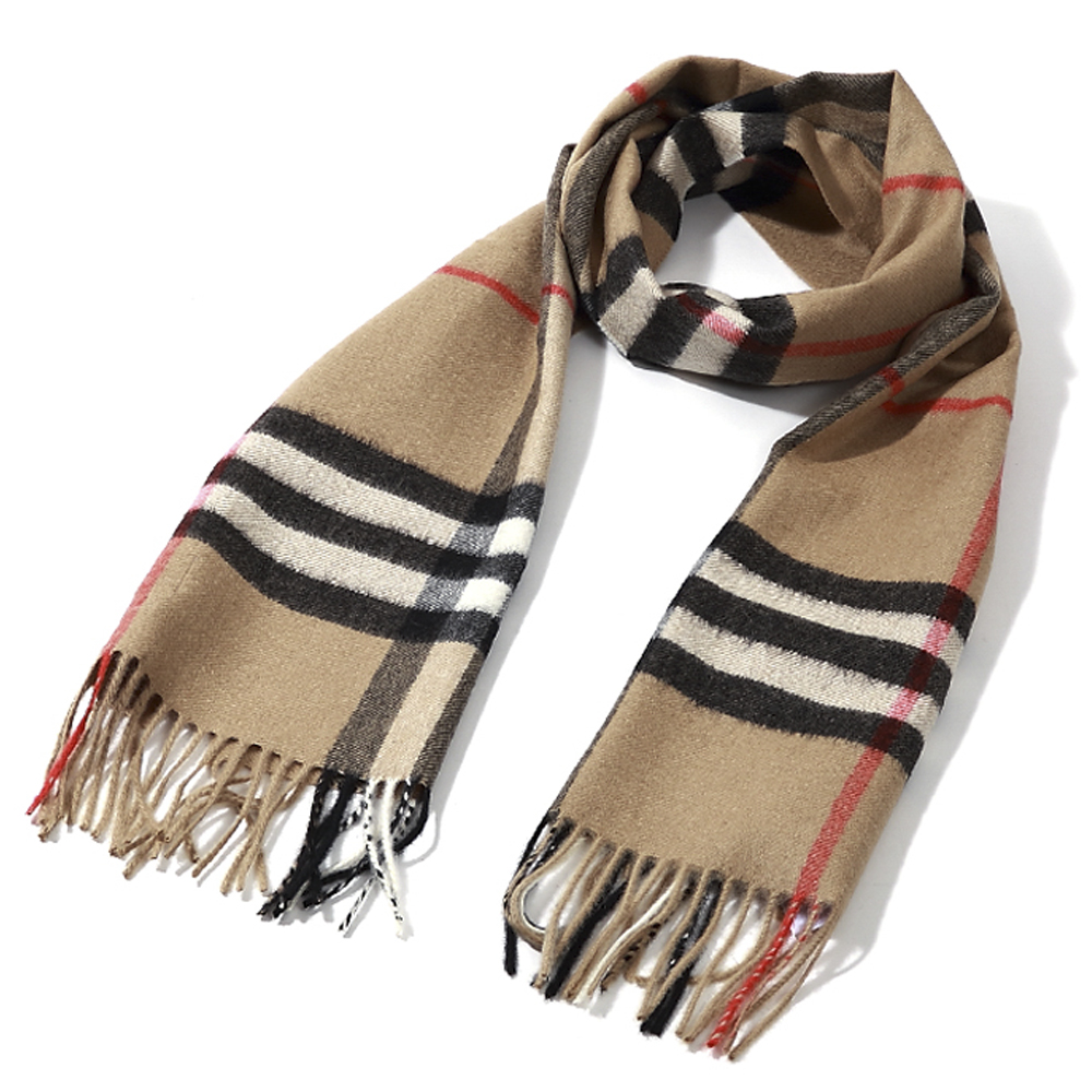 버버리 체크 머플러 베이지 클래식 빈티지 라이트 미니 울 실크 캐시미어