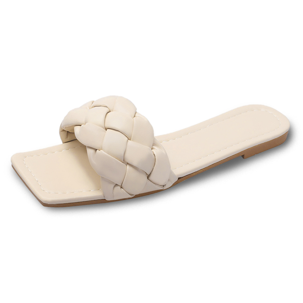 노스서밋 여성용 패디드 플랫 슬리퍼 비건 레더 샌들