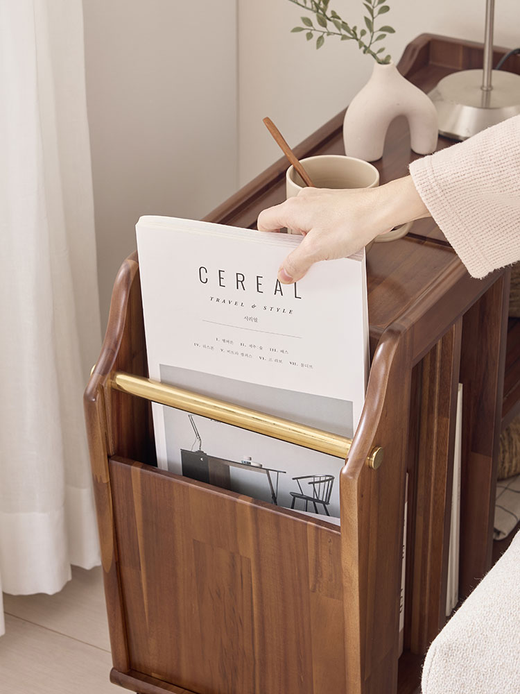 [무료배송] 오크빌 베르 원목 트롤리 이동식 카트 우드 웨건 선반 트레이