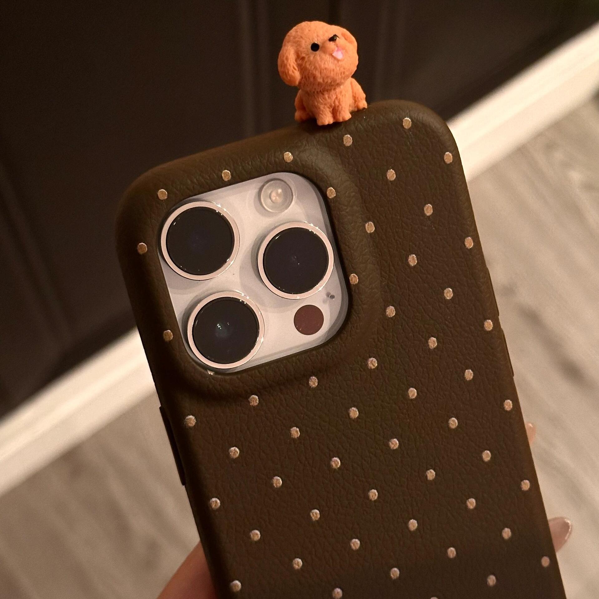 [6색] 오밀조밀 강아지 디테일 땡땡이패턴 아이폰14ProMax 케이스 iPhone15Pro 신상 13 여성용 12 소프트 젤리 11 아이폰16 애플폰케이스 - 상세 이미지 4