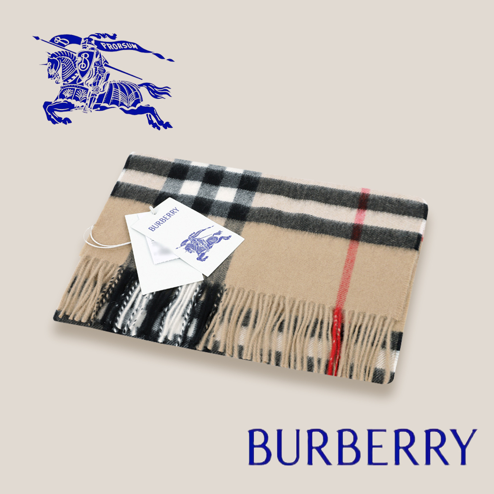 버버리 체크 머플러 베이지 클래식 빈티지 라이트 미니 울 실크 캐시미어
