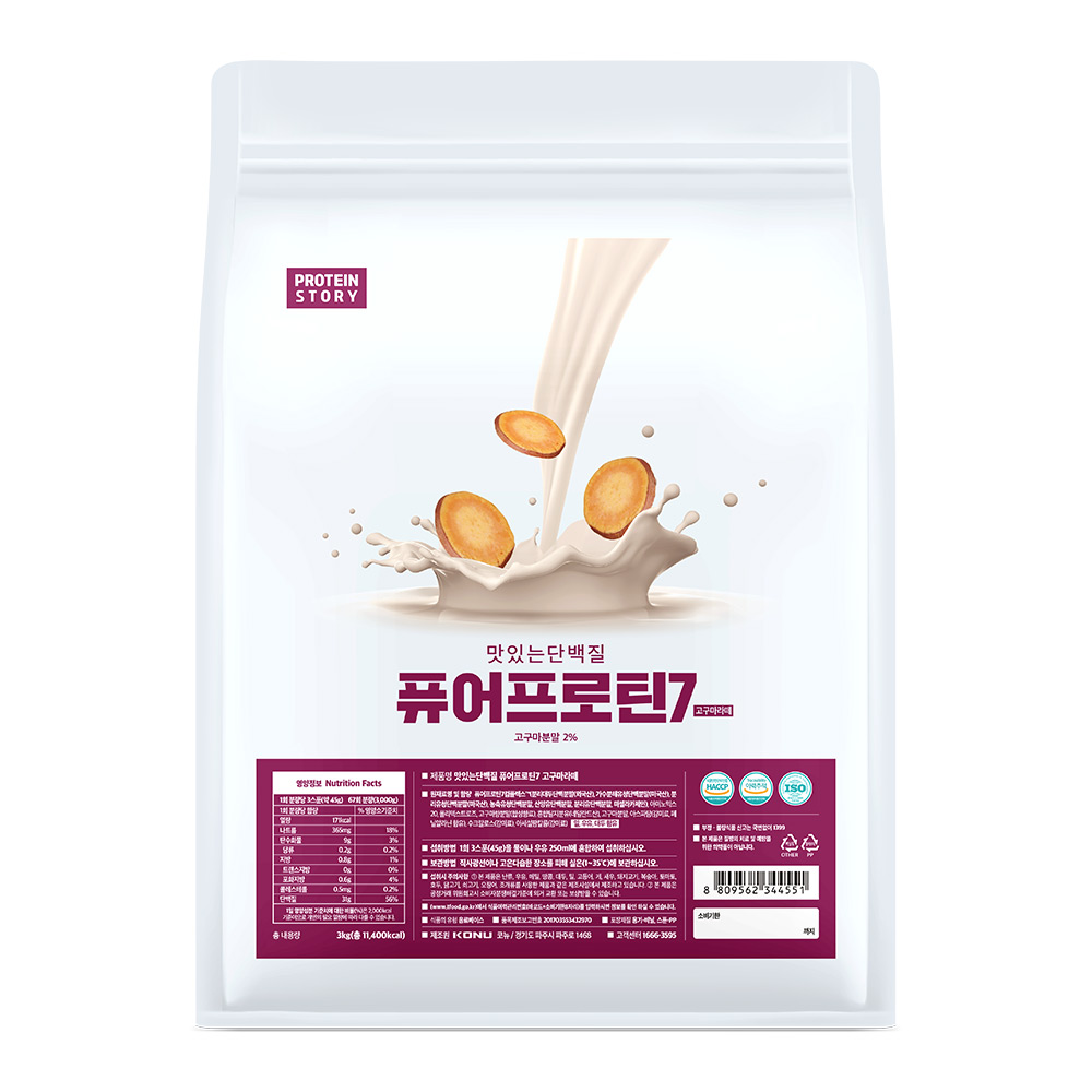 프로틴스토리 맛있는 단백질 퓨어프로틴7 고구마라떼 3kg