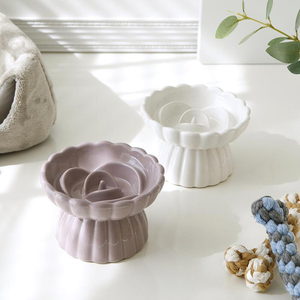 급체방지 슬로우 도자기 높이 밥그릇 사료 애견 고양이 강아지 대형견 중형견 소형견