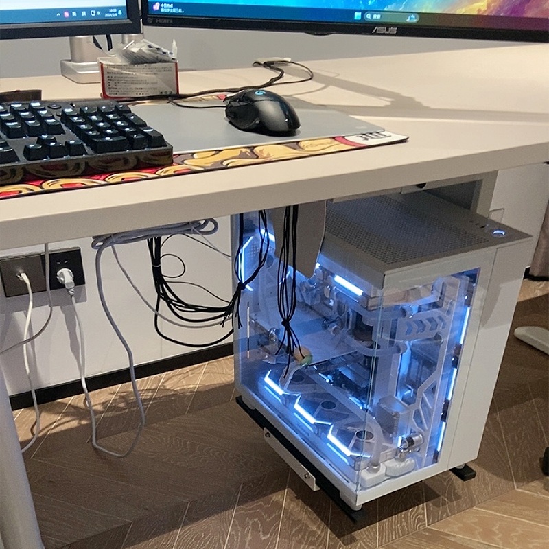컴퓨터본체수납장 받침대 사이드 선반 책상 컴퓨터 거치대 PC 다이 - 상품 이미지