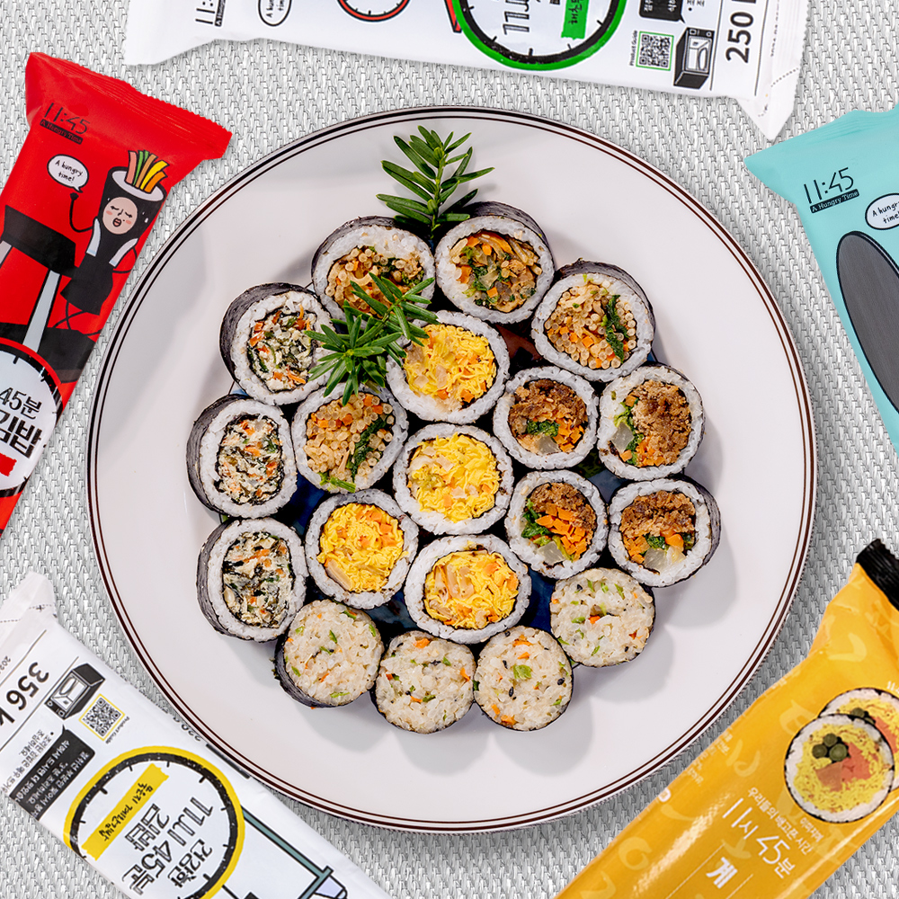 11시45분 비건김밥 잡곡 곤약 유부 꼬마 냉동 김밥 10-15팩 세트 - 상세 이미지 2