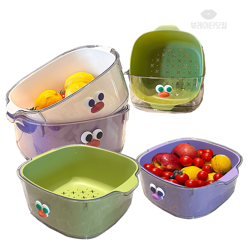 뷰레이터닷컴 삐죽이 야채 채소 과일 채반 소쿠리 세척볼 다용도 미니 세척바구니 18cm - 상품 이미지