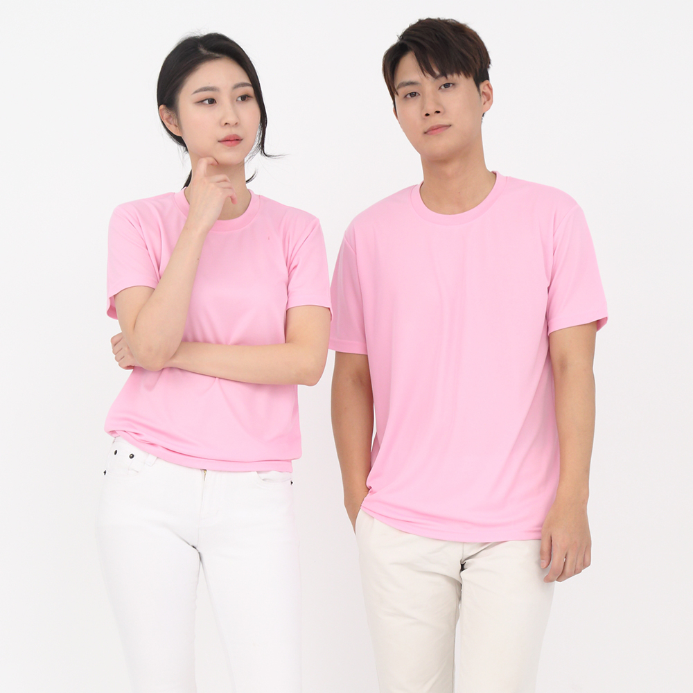 (16color)쿨론기능성연핑크라운드 반팔티셔츠 식당 업소가게티 주방위생복 홀서빙복 이미지 6