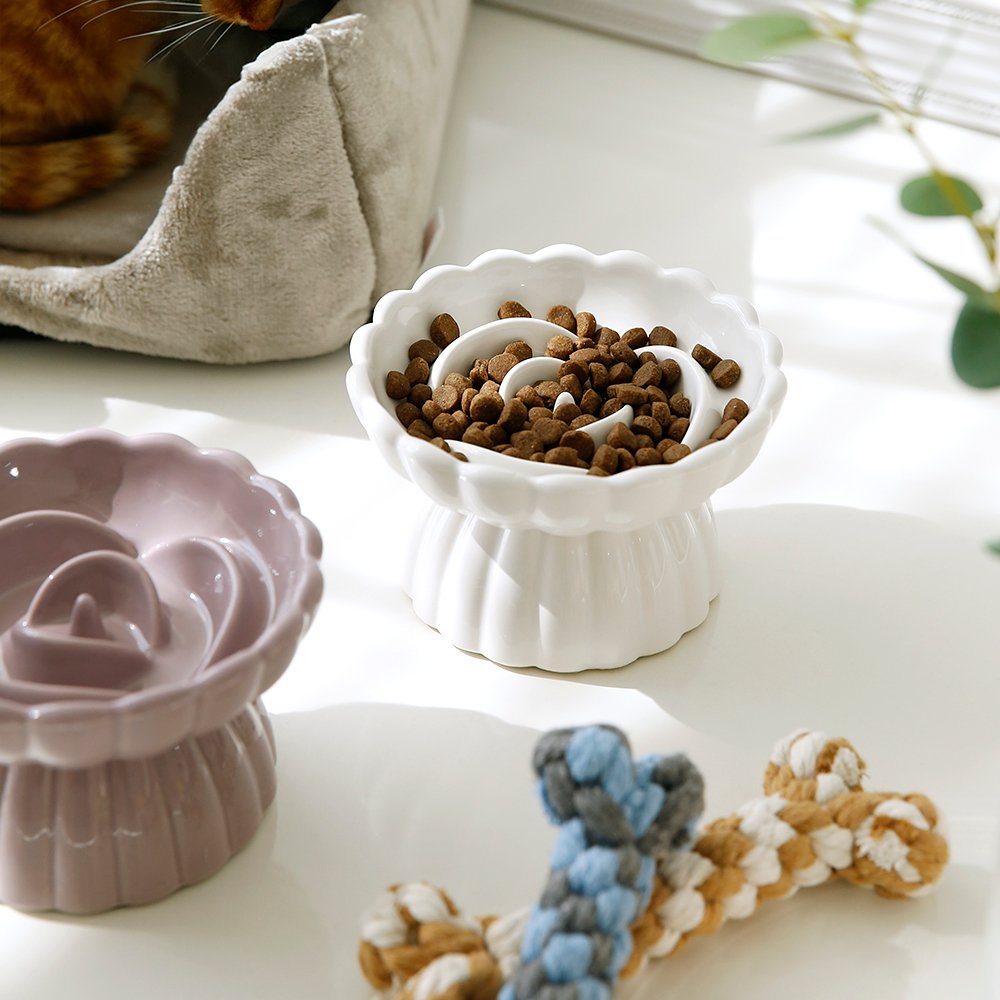 급체방지 슬로우 도자기 높이 밥그릇 사료 애견 고양이 강아지 대형견 중형견 소형견