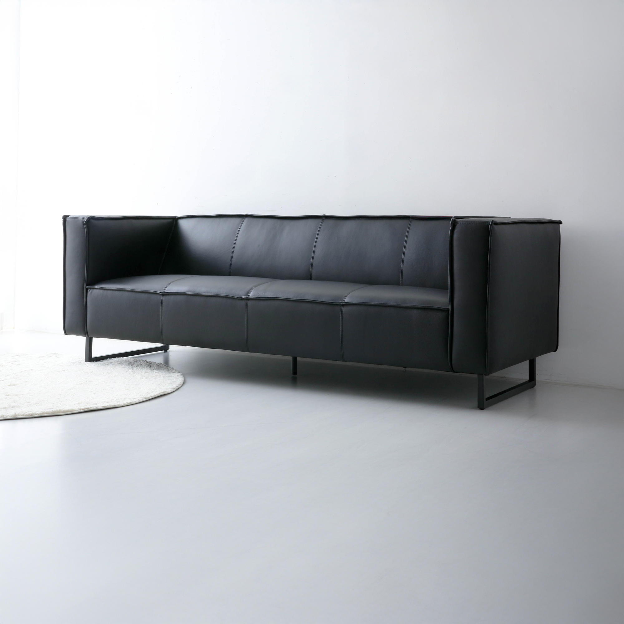 MATTONI 3인 이태리 가죽소파 리치블랙 9651.8494