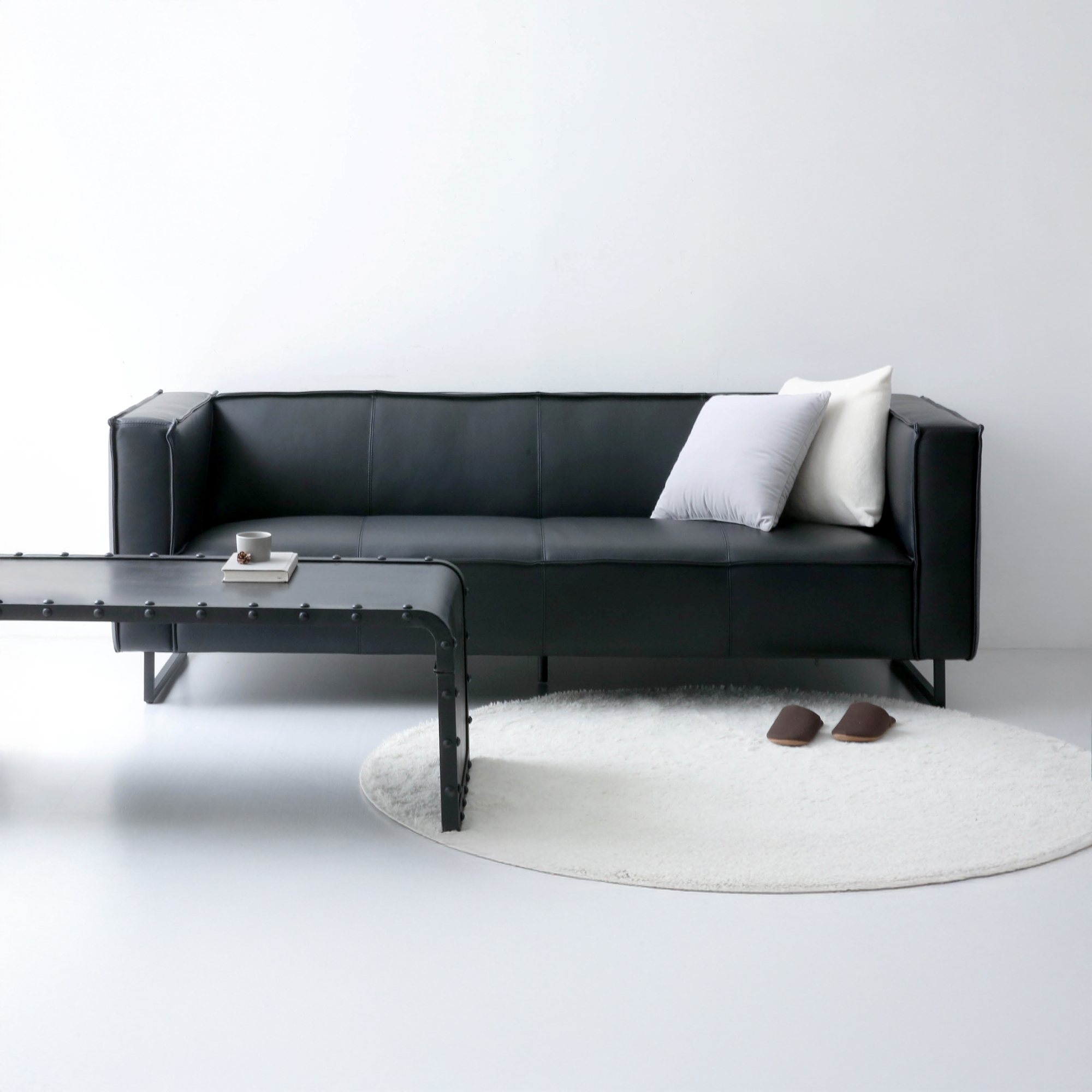 MATTONI 3인 이태리 가죽소파 리치블랙 9651.8494