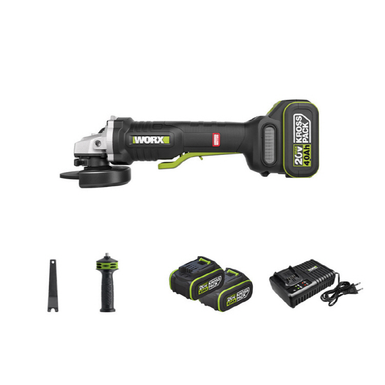 웍스 충전 앵글 그라인더 패들스위치 100mm 20V 4.0Ah 배터리2개 WU835.1 이미지 6