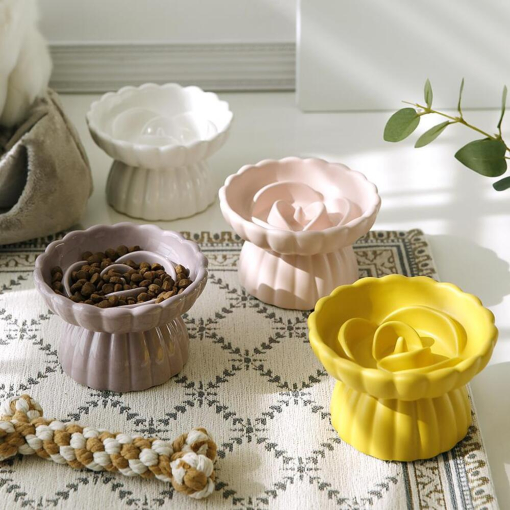 급체방지 슬로우 도자기 높이 밥그릇 사료 애견 고양이 강아지 대형견 중형견 소형견