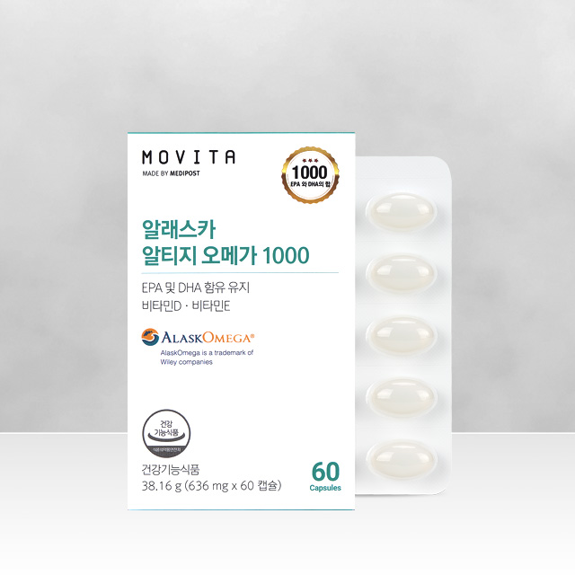 모비타 알래스카 알티지오메가1000 장용성 rTG 오메가3 EPA DHA 60캡슐, 1개